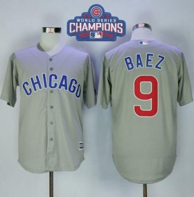 Wholesale Cheap Cubs #9 Javier Baez Grey New Cool Base 2016 World Series Champions Stitched MLB Jersey
