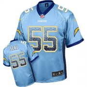 Wholesale Cheap Nike Chargers #55 Junior Seau Electric Blue Alternate Men's Stitched NFL Elite Drift Fashion Jersey