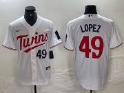 Cheap Men's Minnesota Twins #49 Pablo Lopez Number White Stitched MLB Cool Base Nike Jersey
