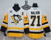 Wholesale Cheap Penguins #71 Evgeni Malkin White New Away 2017 Stanley Cup Finals Champions Stitched NHL Jersey