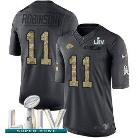 Wholesale Cheap Nike Chiefs #11 Demarcus Robinson Black Super Bowl LIV 2020 Youth Stitched NFL Limited 2016 Salute to Service Jersey