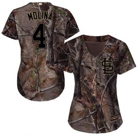 Wholesale Cheap Cardinals #4 Yadier Molina Camo Realtree Collection Cool Base Women\'s Stitched MLB Jersey