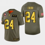 Wholesale Cheap Nike Browns #24 Nick Chubb Men's Olive Gold 2019 Salute to Service NFL 100 Limited Jersey