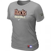 Wholesale Cheap Women's Arizona Diamondbacks Nike Short Sleeve Practice MLB T-Shirt Light Grey