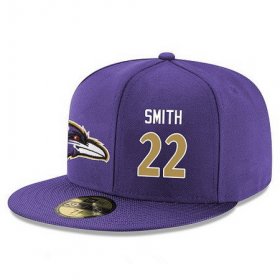 Wholesale Cheap Baltimore Ravens #22 Jimmy Smith Snapback Cap NFL Player Purple with Gold Number Stitched Hat