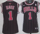 Wholesale Cheap Chicago Bulls #1 Derrick Rose Black Pinstripe Womens Jersey