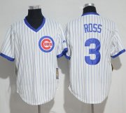 Wholesale Cheap Cubs #3 David Ross White Strip Home Cooperstown Stitched MLB Jersey