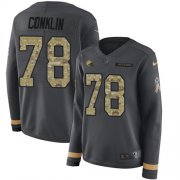 Wholesale Cheap Nike Browns #78 Jack Conklin Anthracite Salute to Service Women's Stitched NFL Limited Therma Long Sleeve Jersey
