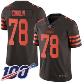 Wholesale Cheap Nike Browns #78 Jack Conklin Brown Youth Stitched NFL Limited Rush 100th Season Jersey
