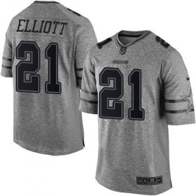 Wholesale Cheap Nike Cowboys #21 Ezekiel Elliott Gray Men\'s Stitched NFL Limited Gridiron Gray Jersey