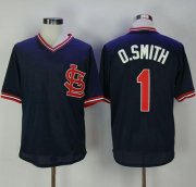 Wholesale Cheap Mitchell And Ness 1994 Cardinals #1 Ozzie Smith Navy Blue Throwback Stitched MLB Jersey