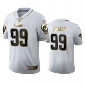 Wholesale Cheap Los Angeles Rams #99 Aaron Donald Men\'s Nike White Golden Edition Vapor Limited NFL 100 Jersey