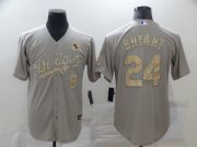 Wholesale Cheap Men's Los Angeles Dodgers #24 Kobe Bryant Grey Fashion Stitched MLB Cool Base Nike Jersey