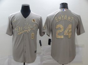 Wholesale Cheap Men\'s Los Angeles Dodgers #24 Kobe Bryant Grey Fashion Stitched MLB Cool Base Nike Jersey