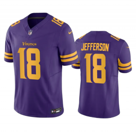 Wholesale Cheap Men\'s Minnesota Vikings #18 Justin Jefferson Purple 2023 F.U.S.E. Color Rush Stitched Jersey