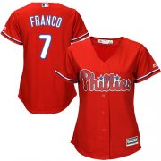 Wholesale Cheap Phillies #7 Maikel Franco Red Alternate Women's Stitched MLB Jersey