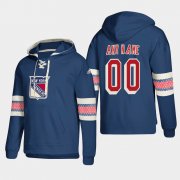 Wholesale Cheap New York Rangers Personalized Lace-Up Pullover Hoodie Blue