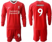 Wholesale Cheap Men 2020-2021 club Liverpool home long sleeves 9 red Soccer Jerseys