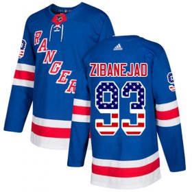 Wholesale Cheap Adidas Rangers #93 Mika Zibanejad Royal Blue Home Authentic USA Flag Stitched Youth NHL Jersey