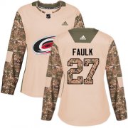 Wholesale Cheap Adidas Hurricanes #27 Justin Faulk Camo Authentic 2017 Veterans Day Women's Stitched NHL Jersey