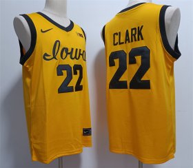 Cheap Men\'s Iowa Hawkeyes #22 Caitlin Clark Yellow Stitched Jersey
