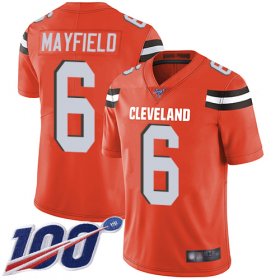 Wholesale Cheap Nike Browns #6 Baker Mayfield Orange Alternate Men\'s Stitched NFL 100th Season Vapor Limited Jersey