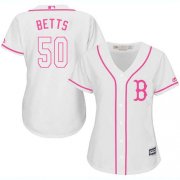 Wholesale Cheap Red Sox #50 Mookie Betts White/Pink Fashion Women's Stitched MLB Jersey