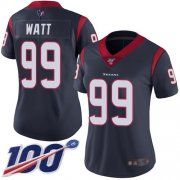Wholesale Cheap Nike Texans #99 J.J. Watt Navy Blue Team Color Women's Stitched NFL 100th Season Vapor Limited Jersey