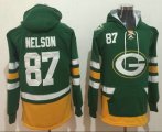 Wholesale Cheap Men's Green Bay Packers #87 Jordy Nelson NEW Green Pocket Stitched NFL Pullover Hoodie