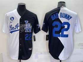 Wholesale Mens Los Angeles Dodgers #22 Bad Bunny White Black Number 2022 Celebrity Softball Game Cool Base Jersey