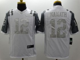 Wholesale Cheap Nike Jets #12 Joe Namath White Men\'s Stitched NFL Limited Platinum Jersey