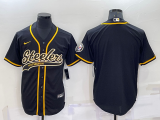 Wholesale Cheap Men's Pittsburgh Steelers Blank Black With Patch Cool Base Stitched Baseball Jersey