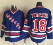 Wholesale Cheap Rangers #18 Walt Tkaczuk Blue CCM Heroes of Hockey Alumni Stitched NHL Jersey