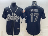 Wholesale Cheap Men's Miami Dolphins #17 Jaylen Waddle Black Reflective With Patch Cool Base Stitched Baseball Jersey