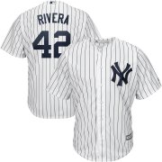 Wholesale Cheap New York Yankees #42 Mariano Rivera Majestic Home 2019 Hall of Fame Cool Base Player Jersey White Navy