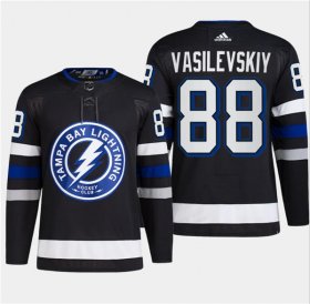 Cheap Men\'s Tampa Bay Lightning #88 Andrei Vasilevskiy Black 2024 Stadium Series Stitched Jersey