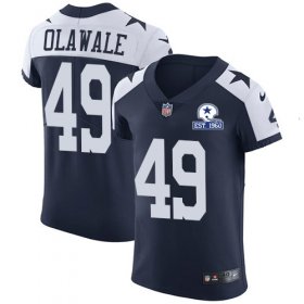 Wholesale Cheap Nike Cowboys #49 Jamize Olawale Navy Blue Thanksgiving Men\'s Stitched With Established In 1960 Patch NFL Vapor Untouchable Throwback Elite Jersey