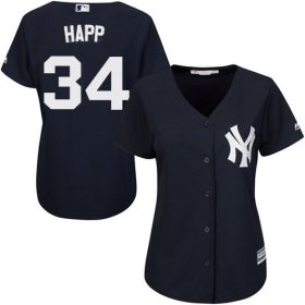 Wholesale Cheap Yankees #34 J.A. Happ Navy Blue Alternate Women\'s Stitched MLB Jersey
