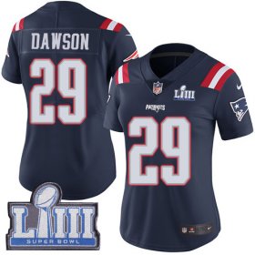 Wholesale Cheap Nike Patriots #29 Duke Dawson Navy Blue Super Bowl LIII Bound Women\'s Stitched NFL Limited Rush Jersey