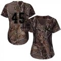 Wholesale Cheap Yankees #45 Gerrit Cole Camo Realtree Collection Cool Base Women's Stitched MLB Jersey
