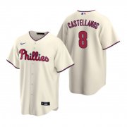 Wholesale Cheap Men's Philadelphia Phillies #8 Nick Castellanos Cream Cool Base Stitched Jersey