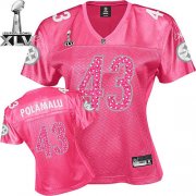 Wholesale Cheap Steelers #43 Troy Polamalu Red Women's Sweetheart Super Bowl XLV Stitched NFL Jersey