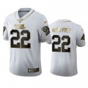 Wholesale Cheap Carolina Panthers #22 Christian McCaffrey Men's Nike White Golden Edition Vapor Limited NFL 100 Jersey