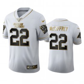 Wholesale Cheap Carolina Panthers #22 Christian McCaffrey Men\'s Nike White Golden Edition Vapor Limited NFL 100 Jersey