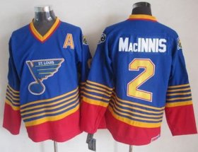 Wholesale Cheap Blues #2 Al MacInnis Light Blue/Red CCM Throwback Stitched NHL Jersey