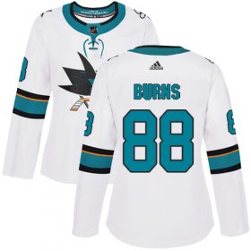 Wholesale Cheap Adidas Sharks #88 Brent Burns White Road Authentic Women\'s Stitched NHL Jersey