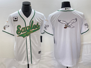 Wholesale Cheap Men's Philadelphia Eagles White Gold Team Big Logo With C Patch Cool Base Stitched Baseball Jersey