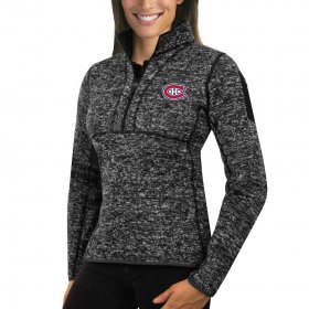 Wholesale Cheap Montreal Canadiens Antigua Women\'s Fortune 1/2-Zip Pullover Sweater Charcoal