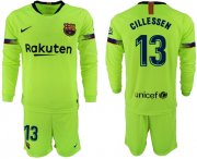 Wholesale Cheap Barcelona #13 Cillessen Away Long Sleeves Soccer Club Jersey