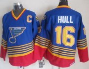 Wholesale Cheap Blues #16 Brett Hull Light Blue/Red CCM Throwback Stitched NHL Jersey